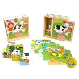 PUZZLE CUBURI DE LEMN- ANIMALE DOMESTICE